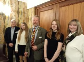Joint winners Zuzanna Szot and Alice Hare with Rotarian Michael Haythorpe, President Francis Ulrych and teacher Gaynor Evans